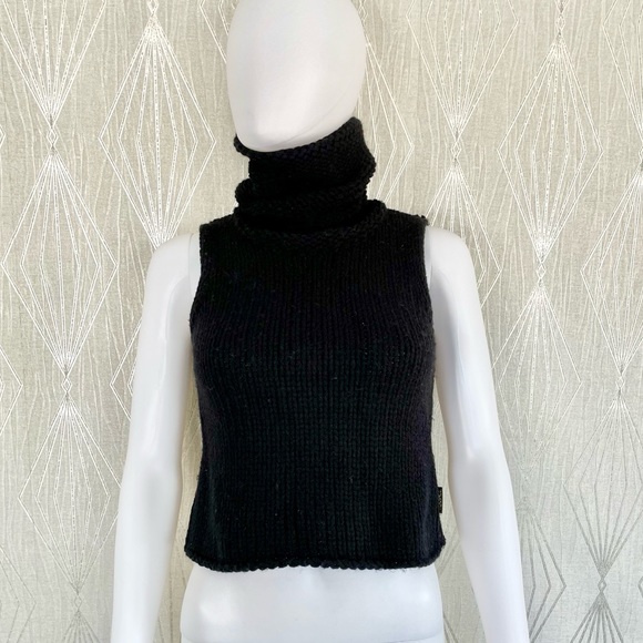 Vintage Versace Jeans Couture Sleeveless Knit Cropped Turtleneck Sweater